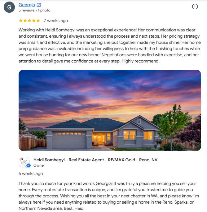 heidi somhegyi remax gold 5 star google review reno realtor