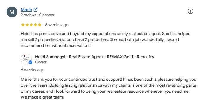 heidi somhegyi remax gold 5 star google review reno nv realtor